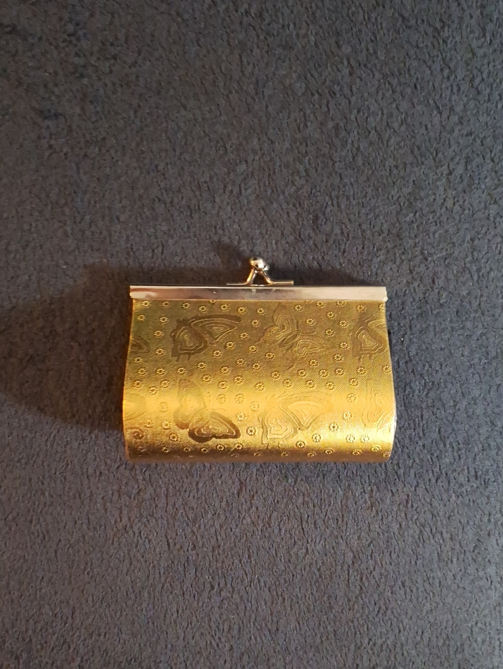 Gold Butterfly Embossed Kiss-Lock Women's Clutch